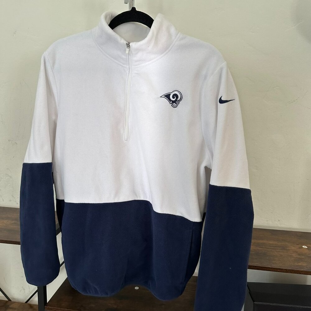 NIKE Los Angeles Rams White Performance Fleece Half-Zip Pullover Jacket XL